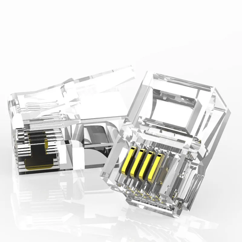 

RJ11 voice phone crystal head 6p4c crystal head phone 6-core crystal head gold-plated Fu phone crystal head 1000pcs