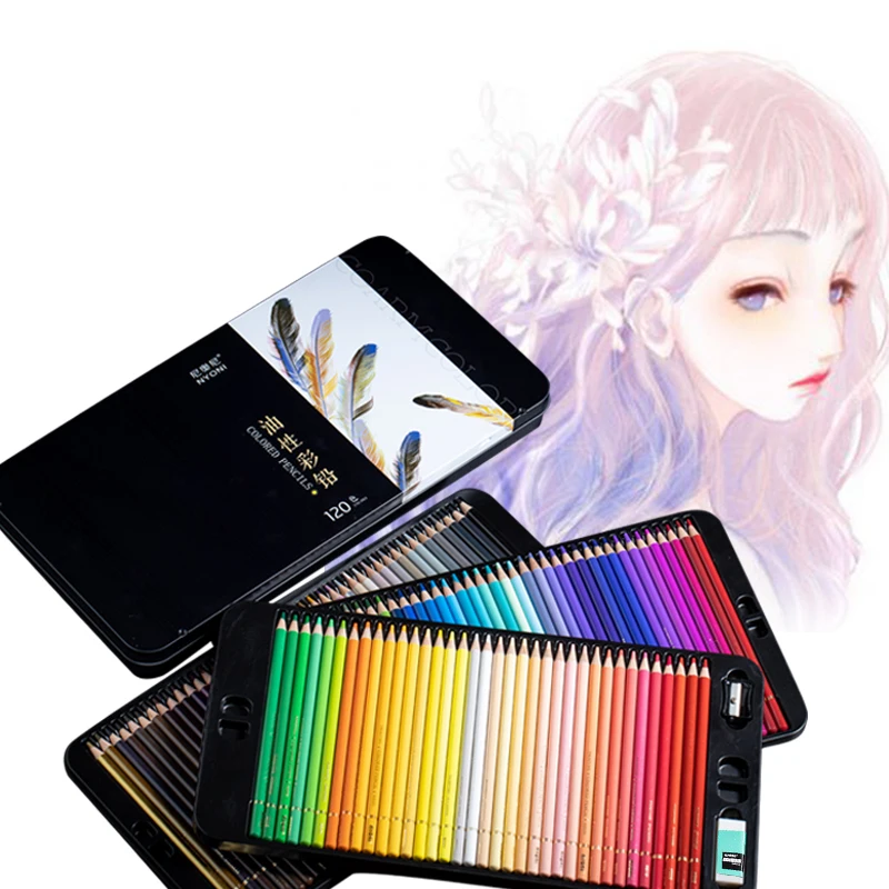 

Sketching Painting Oil Pencil Professional level Colored Pencils Set Iron box 120 Colors For Artist Drawing School Art Supplies