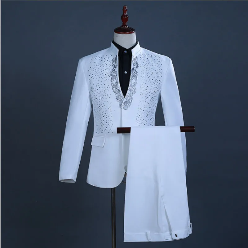 MJartoria мужской модный костюм на молнии брюки на одной пуговице тонкий мужской новый деловой вечерний костюм
