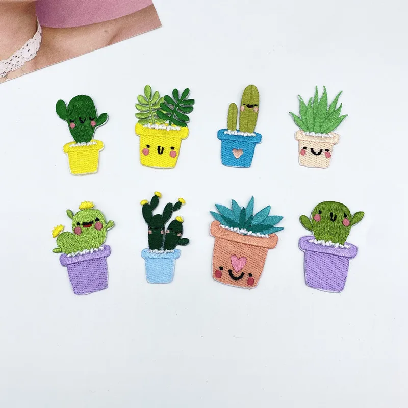 

Prajna 8 Designs Cartoon Cactus Patches Embroidered Patches For Clothing DIY Cute Patch Iron On Patches For Clothes Kids Jacket
