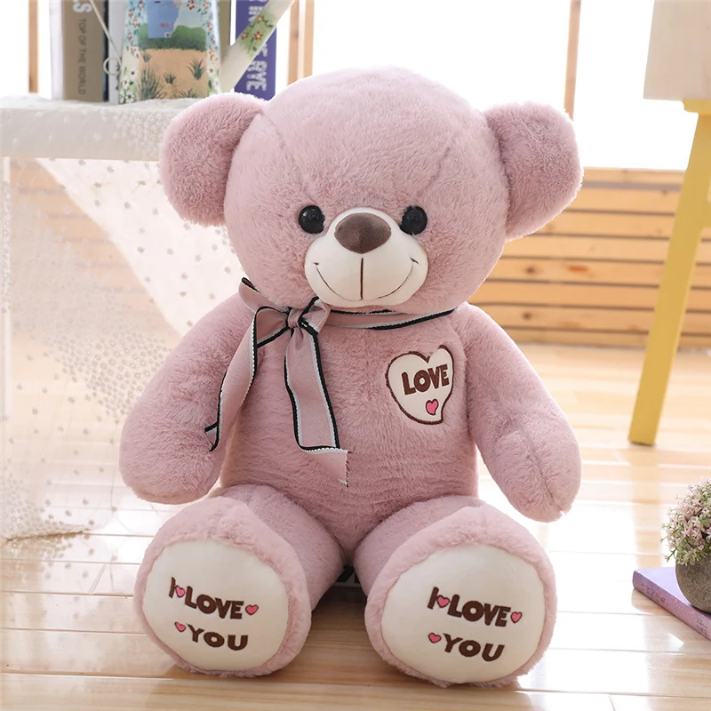1 шт. большой плюшевый мишка I Love You, большая плюшевая игрушка, галстук-бабочка, плюшевый мишка, мягкий подарок на день Святого Валентина, День рождения, девочки, Brinquedos