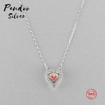 

Fashion Charm 925 Sterling Silver Original 1:1 Copy, Crystal Color Pulsing Romantic Love Necklace Female Luxury Jewelry Gifts