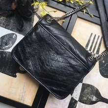 Классические роскошные аксессуары, большая брендовая кожаная сумка-мессенджер на одно плечо со складками, женская сумка на цепочке Niki b