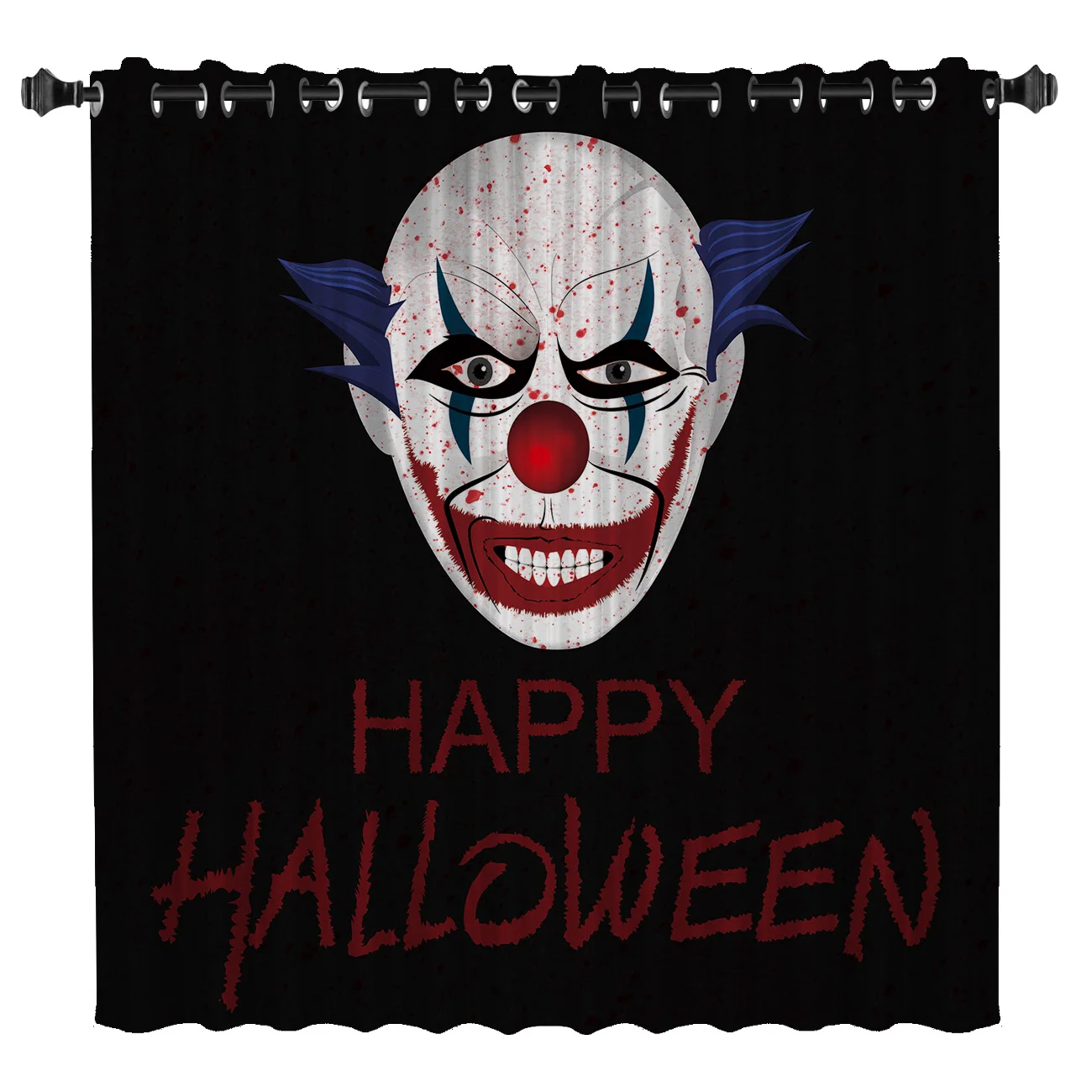 Scary Clown Halloween Style Bathroom Kitchen Bedroom Floral Fabric Kids Window Treatment Hardware Sets Curtain Panels