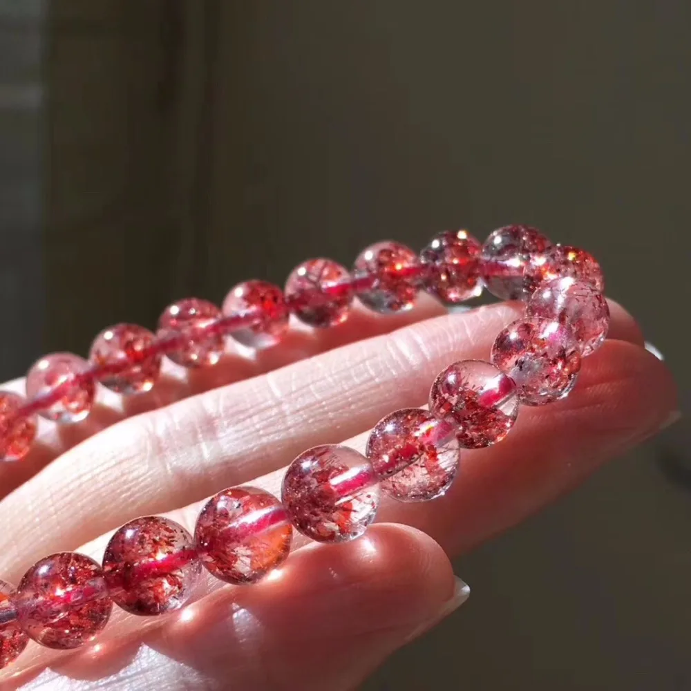 Сертификат 7 мм натуральный Lepidocrocite Rutilated браслет женщина леди супер 7 Мелодия Кристалл Круглый бисер стрейч-бижутерия AAAAAA