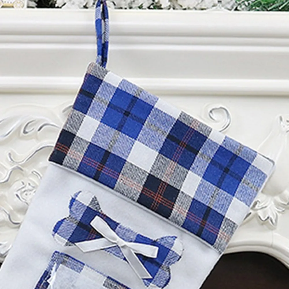 22x48.5cm Christmas Sock Gift Bag Cat Claw Sock Shaped Plush Candy Gift Bags DIY Christmas Tree Decoration Hanging Ornaments