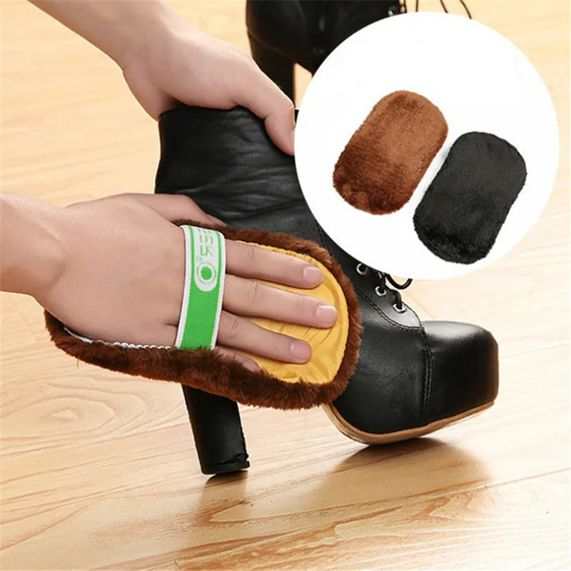 1Pc Soft Imitation Wool Polishing Shoes Clean Cleaning Gloves Shoe