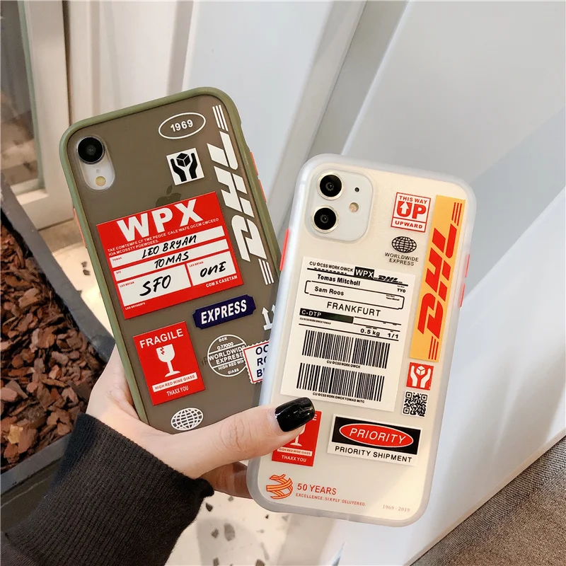 

DHL Express 50th Anniversary edition label case for iPhone 11 Pro X XS MAX 7 8 Plus luxury Anti-fall armor matte soft hard cover