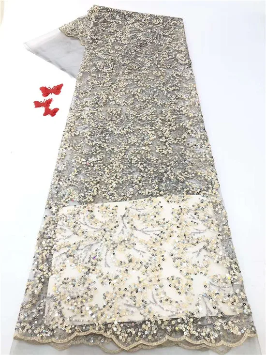 

white Sequins Nigerian Lace Fabric 2020 High Quality Lace Net Mesh French Lace Embriodery Lace Fabric For African Fabrics