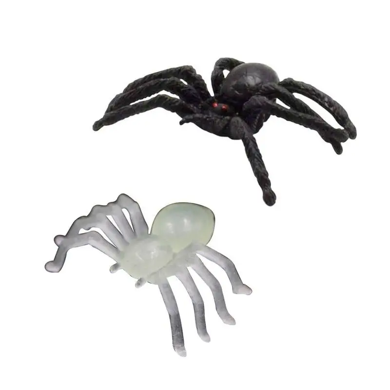 

Black Terror Luminous Spider Halloween Tricky Toys PVC Artificial Insect Animal Model Funny Toys DIY Decoration Accessories