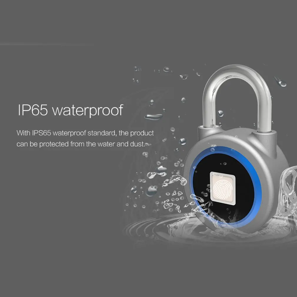 

Waterproof Keyless BT Smart Fingerprint Lock Padlock P2 Anti-theft for IOS for Android 4.3 App Control Door Cabinet Padlock