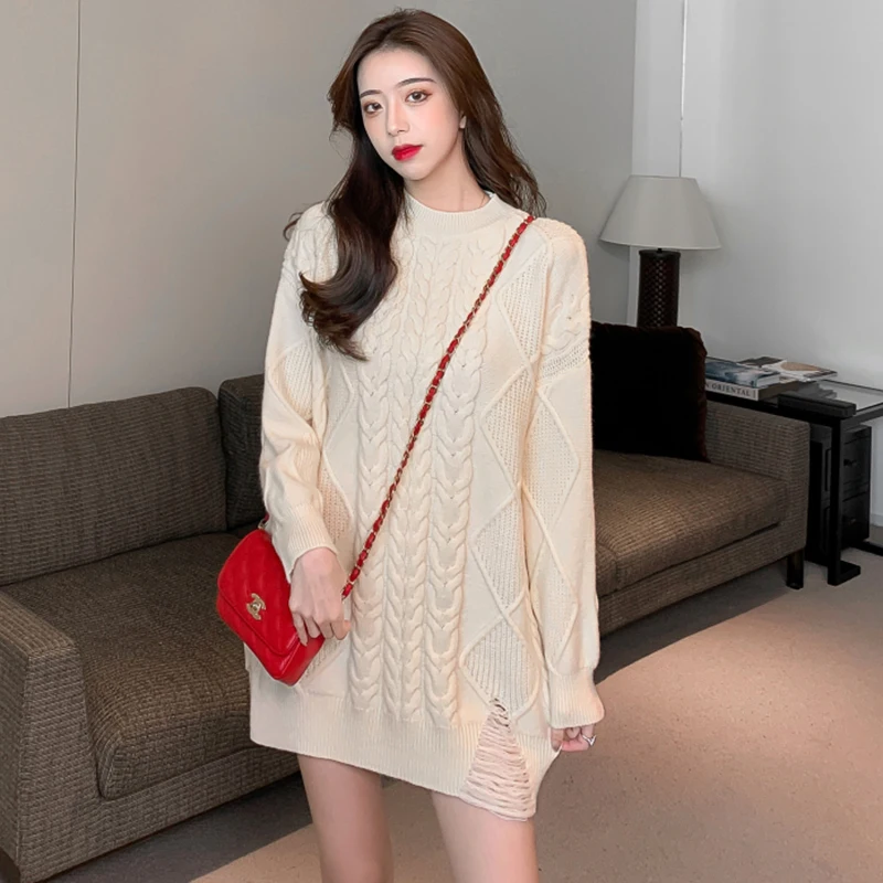 

Winter Pullovers Sweaters For Women Fashion 2020 Clothing Korean Style Knitted Oversized Long Sleeve Knit Warm Plus Size Thick
