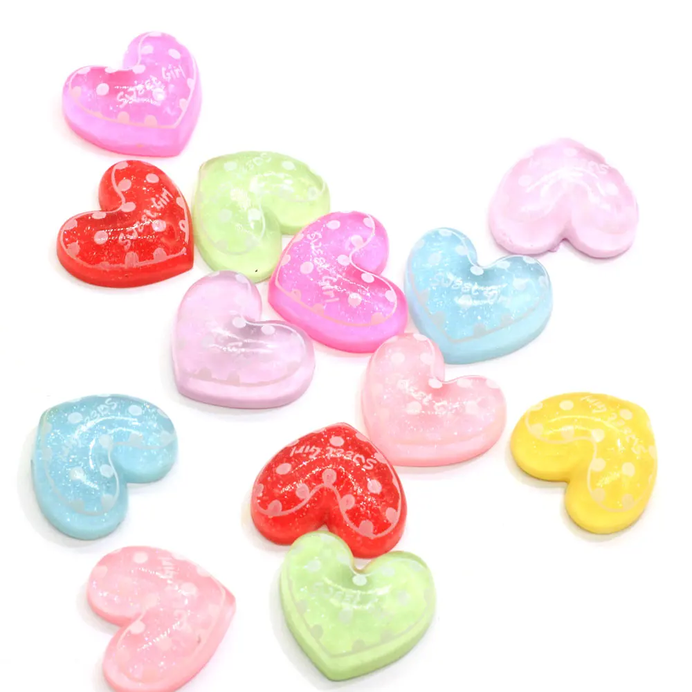 

Resin Bling Heart Shape Decoration Crafts Kawaii Beads Flatback Cabochon Embellishments For Scrapbooking DIY Accessorie
