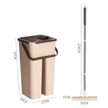 

Hand Free Cleaning Mop Wringing Floor Flat Squeeze Lazy Mop & Bucket Wiper Microfiber Mop Pads with Dehydration & Washing System