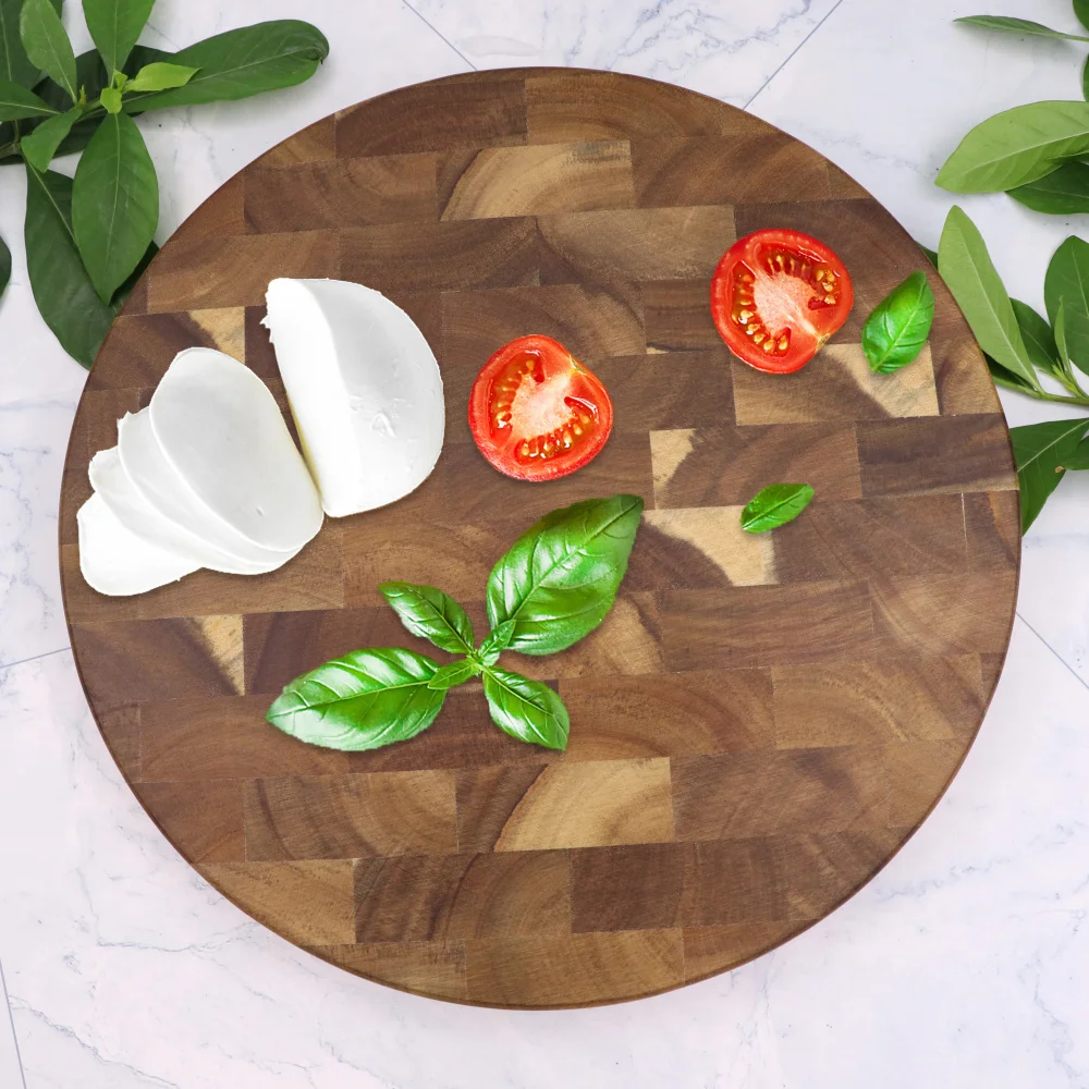 

Jaswehome Round Acacia Wood Cutting Board Wooden Chopping Blocks End-grain Serving Boards Wooden Board for The Kitchen