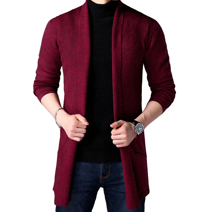 

2020 Spring New Men's Sweater Solid Color Bottoming Shirt Korean Long-sleeved Shirt Men's Slim Long Cardigan Sweater Knitted