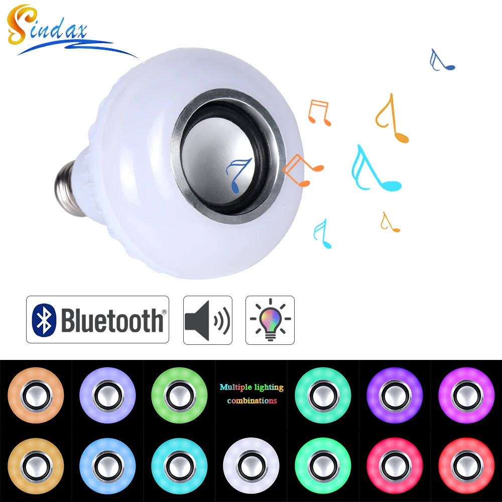 E27 Smart RGBW Беспроводная bluetooth колонка лампа для музыки светодиодный светильник с