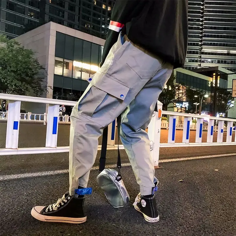 

Spring Summer Bib Overall Men Popular Brand Loose Hip Hop Skinny Pants Casual Pants Students Athletic Pants Beam Leg Trousers