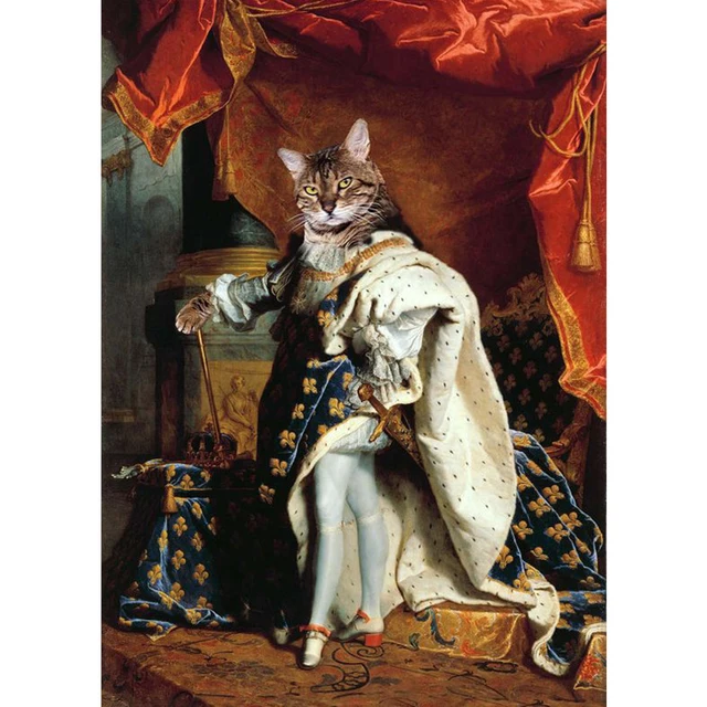 Vintage Dog Princess Pet Gentleman Cat Nordic Poster Animals Wall Art Canvas Painting Wall Pictures For Living Room Unframed D