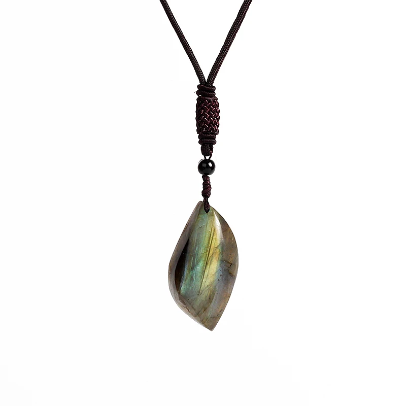 Natural Crystal Labradorite Pendant Necklaces Moonstone Sunstone Nature Stone Pendant Divination Spiritual Meditation Jewelry - Image 6