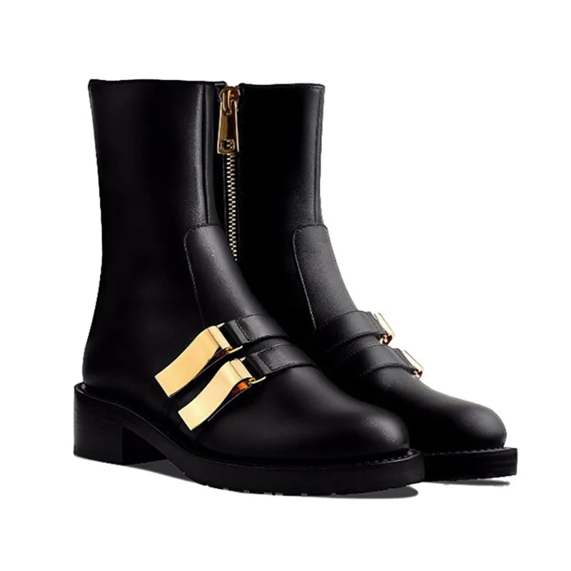 Botas mujer invierno; коллекция года; Зимние ботильоны с ремешком и пряжкой; обувь с боковой молнией; женская модная обувь с круглым носком; bottes femme