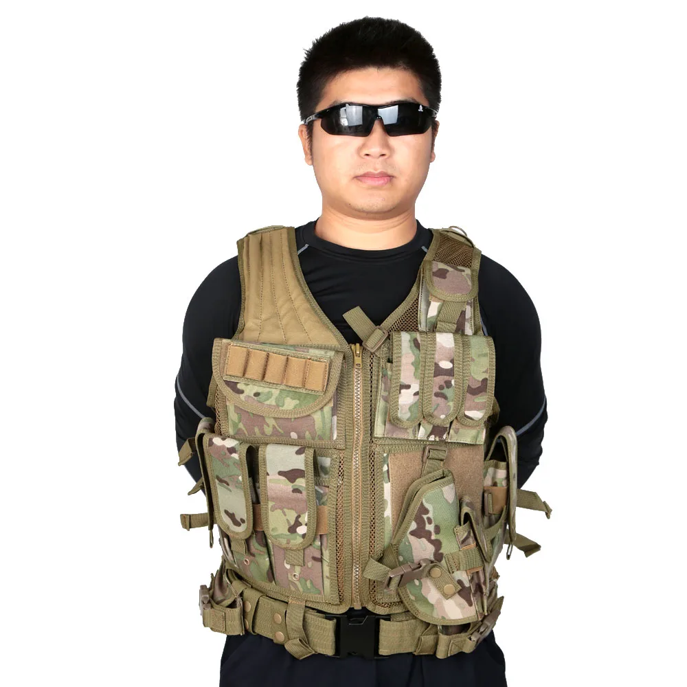 

Outdoor Camo Hunting Vest Molle Military Tactical Army CS Vest Assault Shooting Clothes Clothing Hunting Vest with Holster