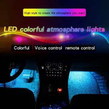 

4pcs Car RGB LED Strip Light LED Strip Lights Colors Car Styling Decorative Atmosphere Lamps Car Interior Light With Remote