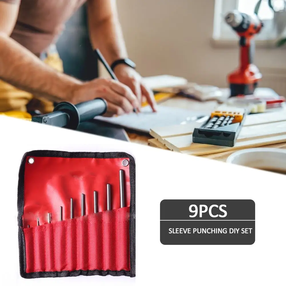 9PCS/Set VAHIGCY DIY Punching Set Hardened Steel Long Pin Punch Set for home woodworking