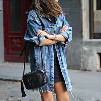 

Vintage Denim Jackets2020 Newest Hot Women Hole Boyfriend Style Jeans Jacket Denim Loose Spring Autumn Denim Jeans Coats