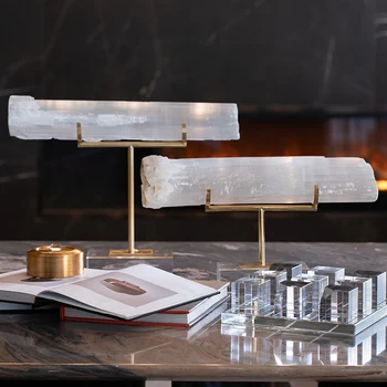 

Luxury Desktop Abstract Natural Plaster With Metal Bracket Decor Home Crystal Crafts Room Objects Office Figurines Wedding Gifts