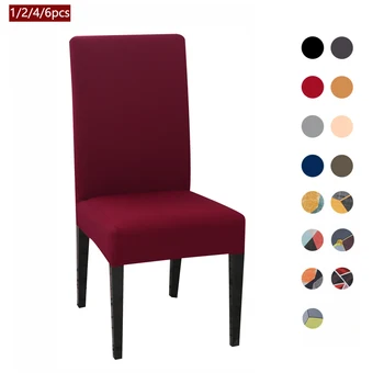 

1/2/4/6pcs Solid Color Chair Cover Spandex Desk Seat Chair Covers Protector Slipcovers For Dining Room Kitchen Wedding Banquet