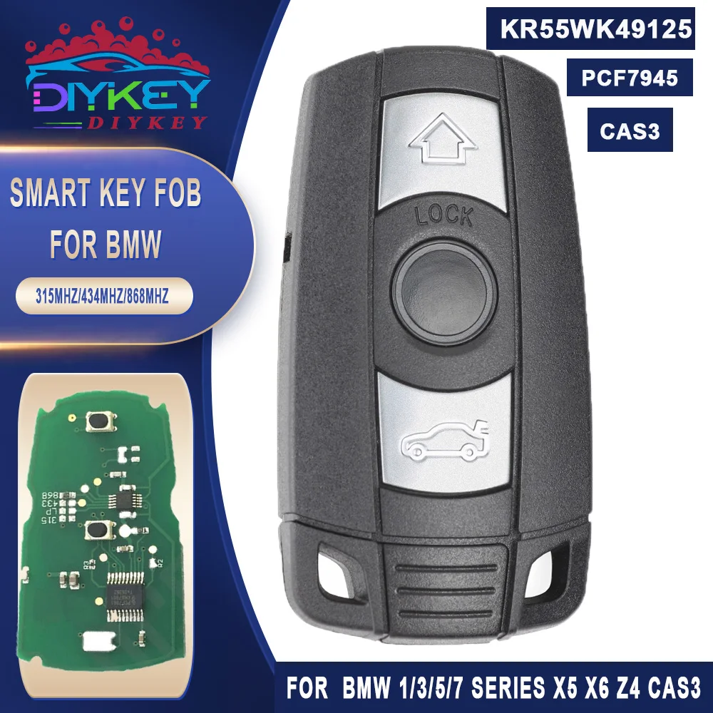 Смарт-пульт дистанционного управления DIYKEY CAS3 KR55WK49125 315 МГц/434 МГц/868 МГц PCF7945 для BMW