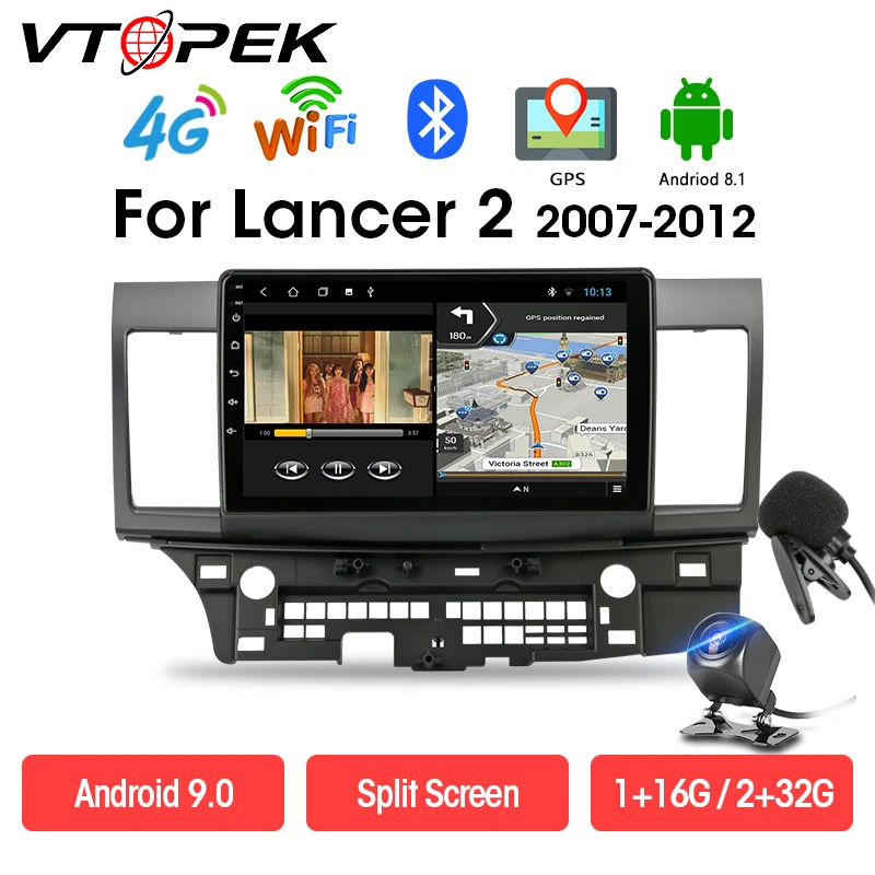 

Vtopek Android Car Radio Head Unit Multimedia Player For Mitsubishi Lancer-ex 2 2007-2017 Bluetooth 4G net GPS Navigation WIFI