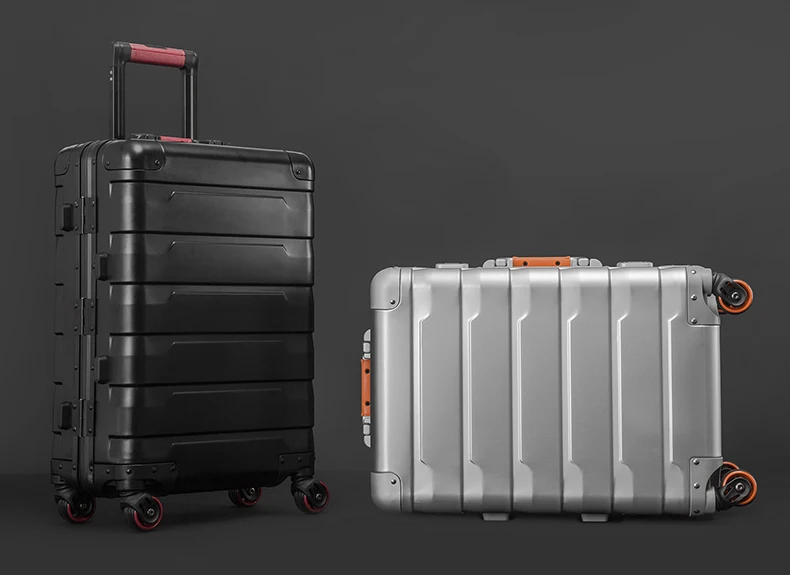 Новая мода Алюминиевый сплав тяга чемодан 20/24 дюймов металлический багаж модный тип чемодана