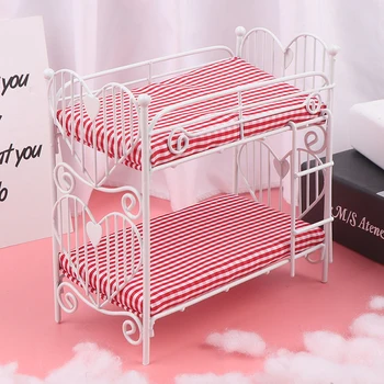 

1:12 Cute Mini Dolls House Toy Two-layer Bed Furniture Toys Dollhouse Accessories Pretend Play For Girl Gift NICE