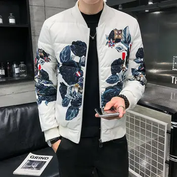 

2020 High Quality Print Bomber Jacket Men Flower Down Jacket Party Prom Jacket Men Chaqueta Hombre Mens Jackets Plus Size 5xl