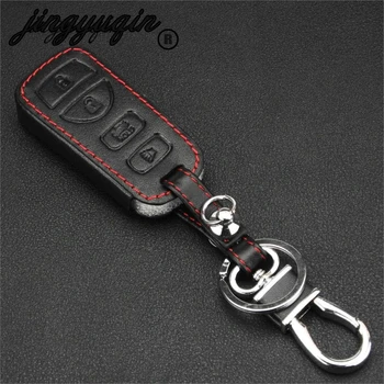

jingyuqin 4 Button Leather Remote Car Key Cover for Nissan Altima Maxima Armada 35OZ Quest Sentra Keyless Entry Fob Case Styling