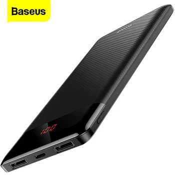 

Baseus 10000mAh Power Bank Slim LCD Poverbank Portable External Battery Dual USB Pack Charger Powerbank For iPhone Xiaomi Huawei