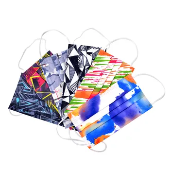 

50/100/200pcs Disposable Face Mask 3 Layer Filter Earloop Dust-proof Breathable Gauze Mask Adult Color Printing Face Mouth Mask