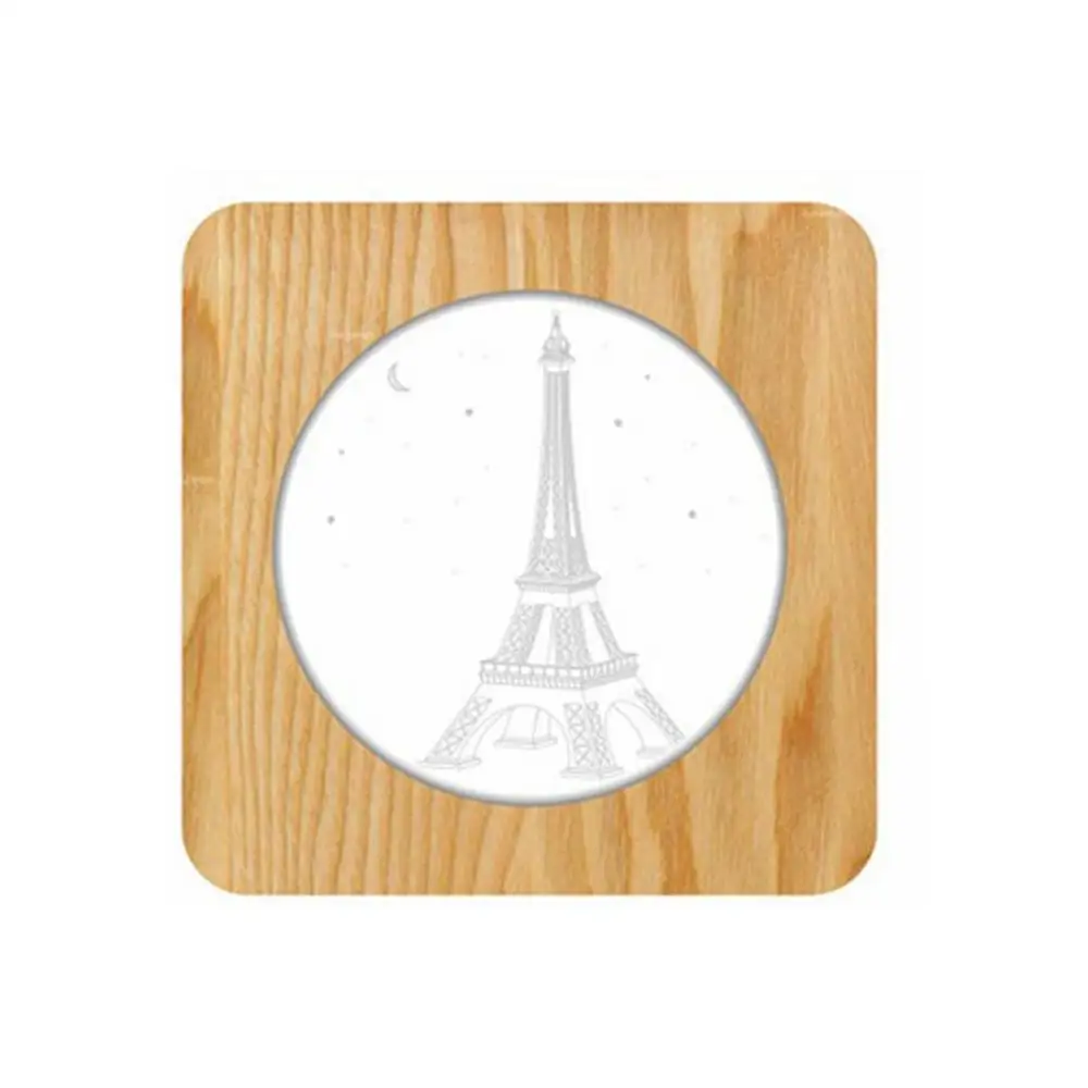

Eiffel Tower Wood Acrylic Creative Night Lights Solid Wood Creative Table Lamps 3D Lights Led Wooden Decorative Table Lamp