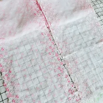 

3 Yards 20cm Bilateral Pink Lace Fabric Mesh Embroidery Handmade DIY Garment Needlework Sewing Accessories Doll Dress 222