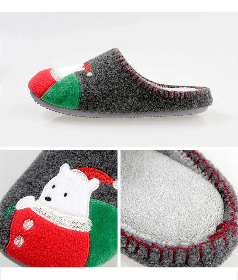 Ins/Рождественский подарок; женские тапочки на плоской подошве; Теплая мужская обувь из хлопка; нескользящая Рождественская домашняя обувь; пара тапочек; NSE7441