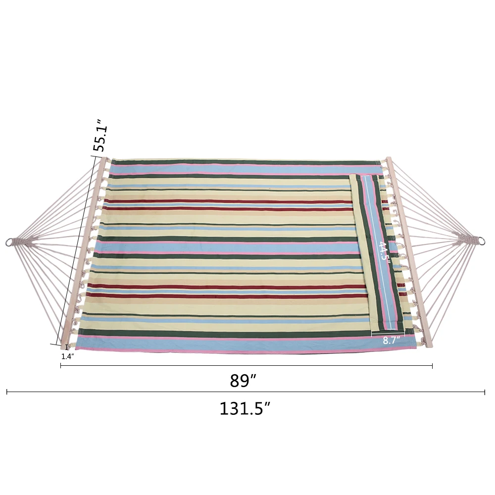 

Outdoor Double Hammock 2 Person Cotton Fabric Travel 300lbs Hammocks Beach Swing for Outdoor Camping Travel