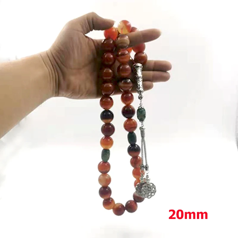 Большой Tasbih натуральный агат мужской Молитвенные Четки из бусин мусульманский