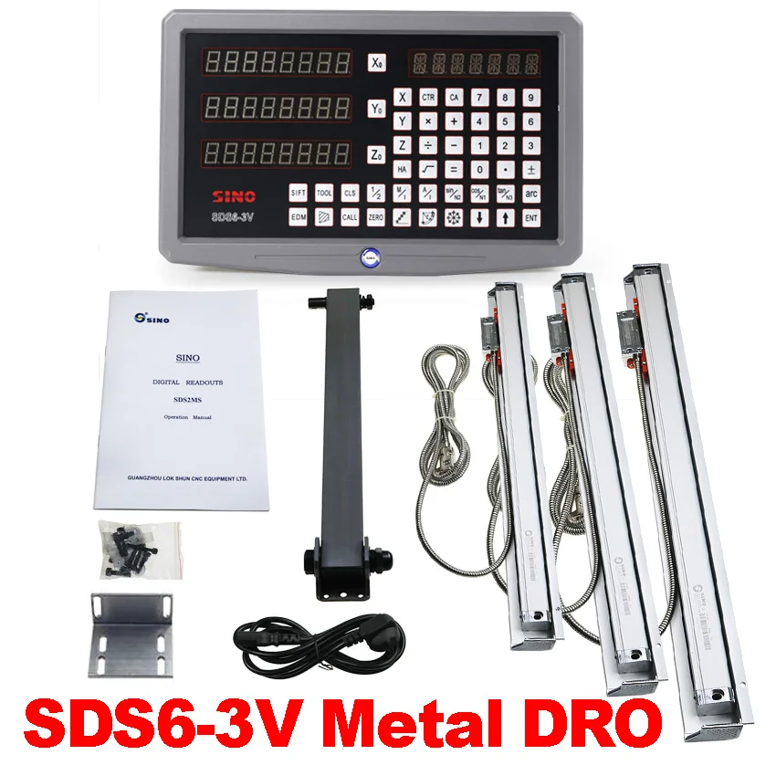 Metal SDS6-3V Dro System YHSINO Digital Readout Kit and 3PCS Optical Encoder KA300 SINO 170MM to 1020MM Fast Ship for Machines |
