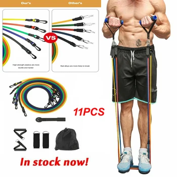 

11 pcs/set Pull Rope Fitness Indoor Sport Exercises Resistance Bands Latex Tubes Pedal Exercise Body Training Workout Yoga