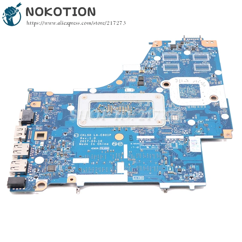 discounted  NOKOTION For HP Pavilion 15-BS Laptop motherboard I3-7100U CPU 924749-601 924749-001 KL50 LA-E801P 