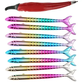 

Red Plastic Chilli Pepper Shaped Black Ink Ballpoint Pen with Gel Pens 0.5mm Black Ink Novelty Mermaid Writing Pen