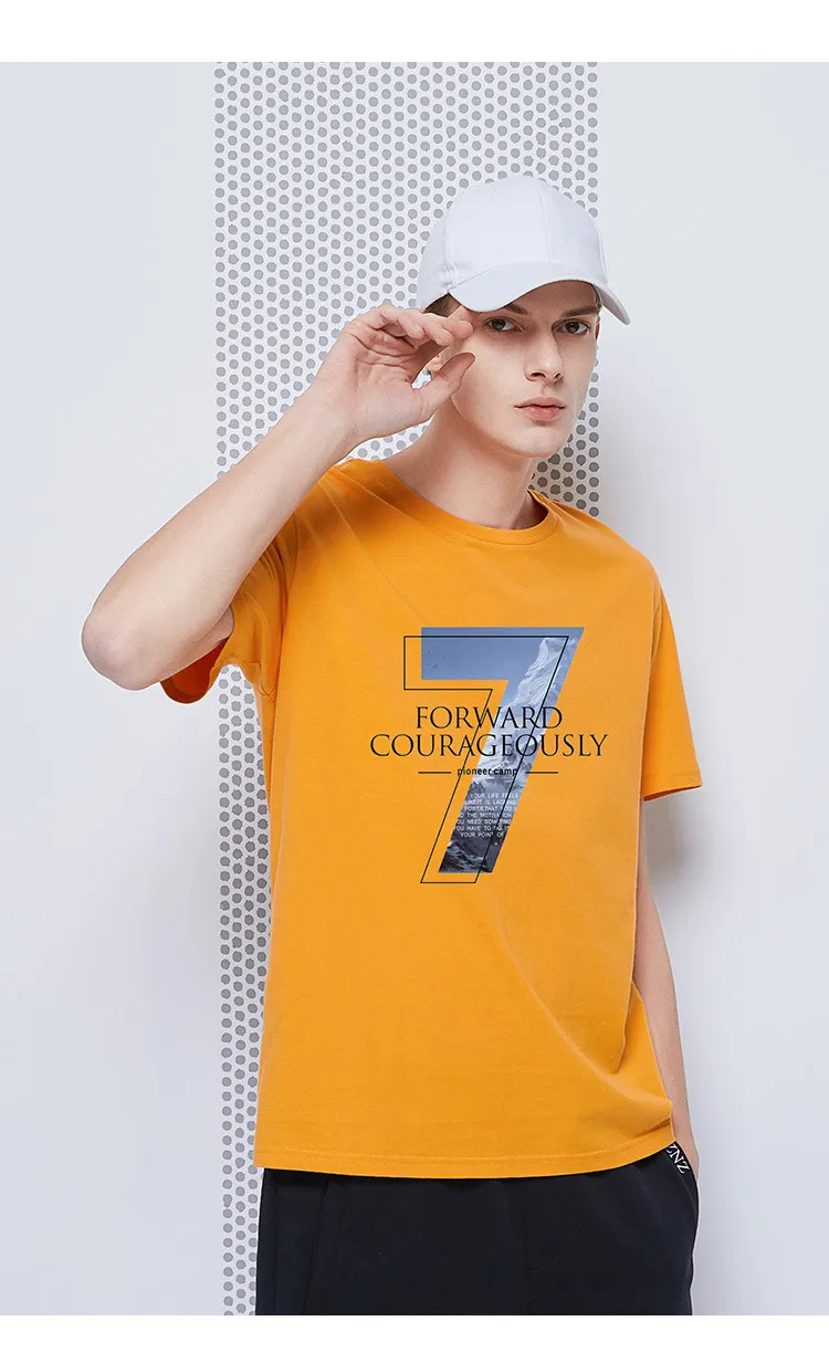 Pioneer Camp New Fashion t shirt Men Number 7 Printed Cotton 