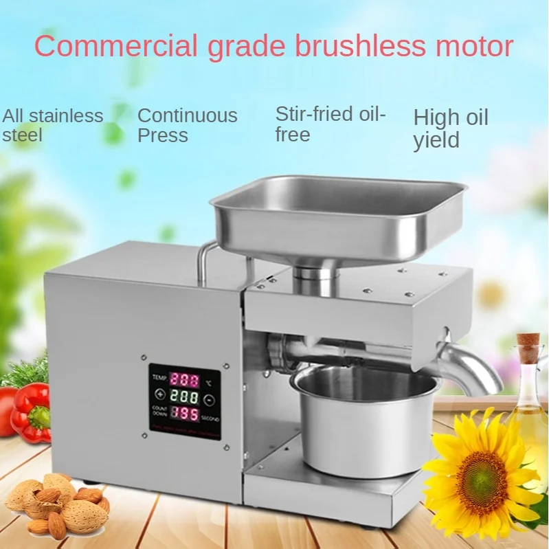 

110V/220V Small Household oil Press Digital Display Temperature Control oil Press 3-5KG/H Stainless Steel oil Press 610W